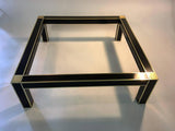 Modernist Brass and Black Laminate Coffee Table by Romeo Rega