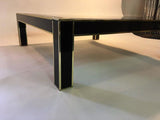 Modernist Brass and Black Laminate Coffee Table by Romeo Rega
