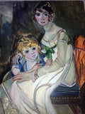 Large Signed Modern Painting of Baroque Woman and Child