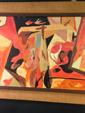 Mid-Century Large Scale Modern Bright Abstract Surrealist Painting