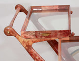 Mid-Century Rose-Tone Goatskin Bar Cart by Aldo Tura