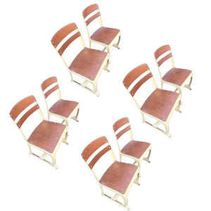 Midcentury Set of Eight Wooden Chairs in the Manner of Jean Prouve