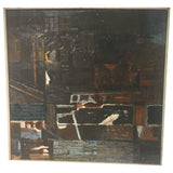 Modern Abstract Painting Titled, "Night" and Dated 1960