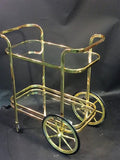 Modern Brass Tone Milo Baughman Style Bar Cart