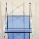 Modernist Art Deco Chrome Blue Glass Four- Tier Ètagerè