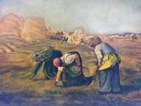 Monumental Signed Painting after Jean- Francois Millet 'The Gleaners'