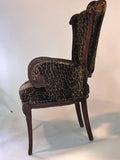 Pair of 1940s Grosfeld House Leopard and Carved Wood Decorative Chairs