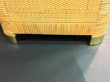 Pair of Rattan & Wicker Brass Accented Etageres in the Style of Gabriella Crespi