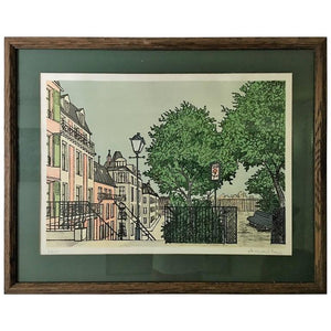 Parisian Street Scene Lithograph Signed by Denis Paul Noyer