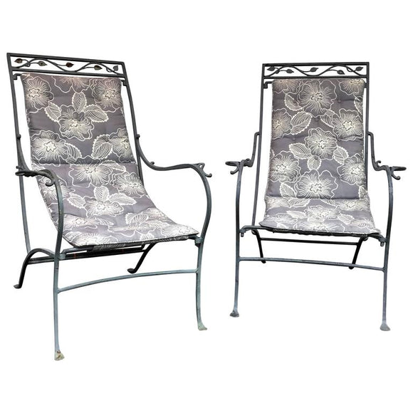 Patinated Metal Lounge Chairs in the Manner of Salterini