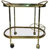 Sensational Oval Shaped Two-Tier Brass Italian Tea or Bar Cart