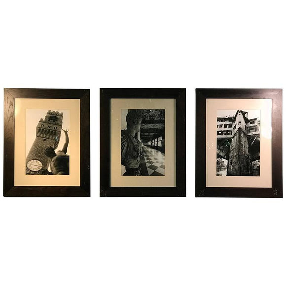 Set of Three Exceptional Quality Signed Roman Photographs in Modern Frames