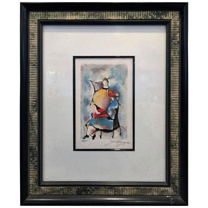 Signed Hand Colored Lithograph of Seated Abstract Women