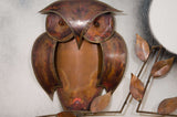 Spectacular Midcentury Signed, Oil on Board with Hand-Formed Copper Owls