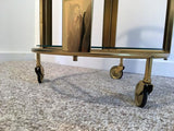Striking Italian Modernist Design Round Polished Brass Bar Cart