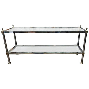 Striking Maison Jansen Style Chrome and Brass Accent Console