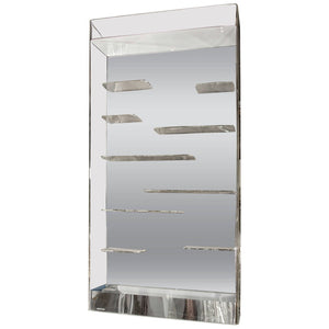 Stunning Les Prismatiques Free Floating Lucite Shelves and Mirror Wall Vitrine