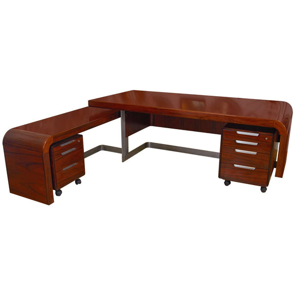 Stunning Modern Custom Rosewood Desk Suite