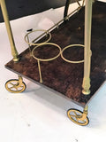 Unusual and Stunning Chocolate Goatskin Bar Cart by Aldo Tura